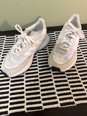 adidas White and Light Gray Retro Runner Sneakers